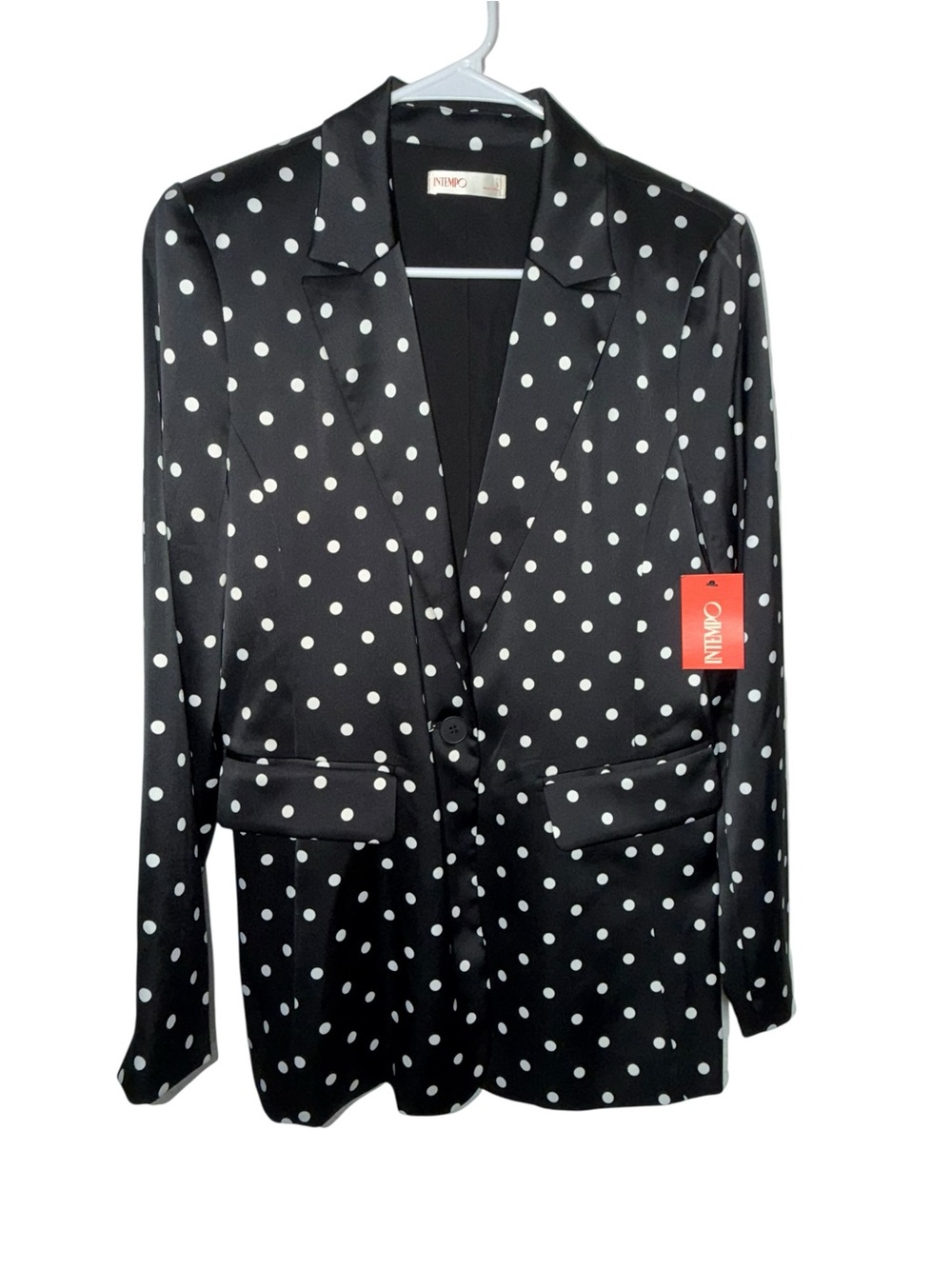 NWT Intempo Women’s Small Black White Polka Dot Blazer Retro Y2K